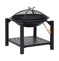 vidaXL Fire Pit with Poker 21.3"x21.3"x21.7" Steel