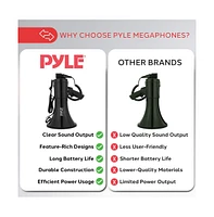 Pyle 50-Watt Portable Megaphone with Siren, MP3 Input, Automatic Siren, Shoulder Strap, Lightweight