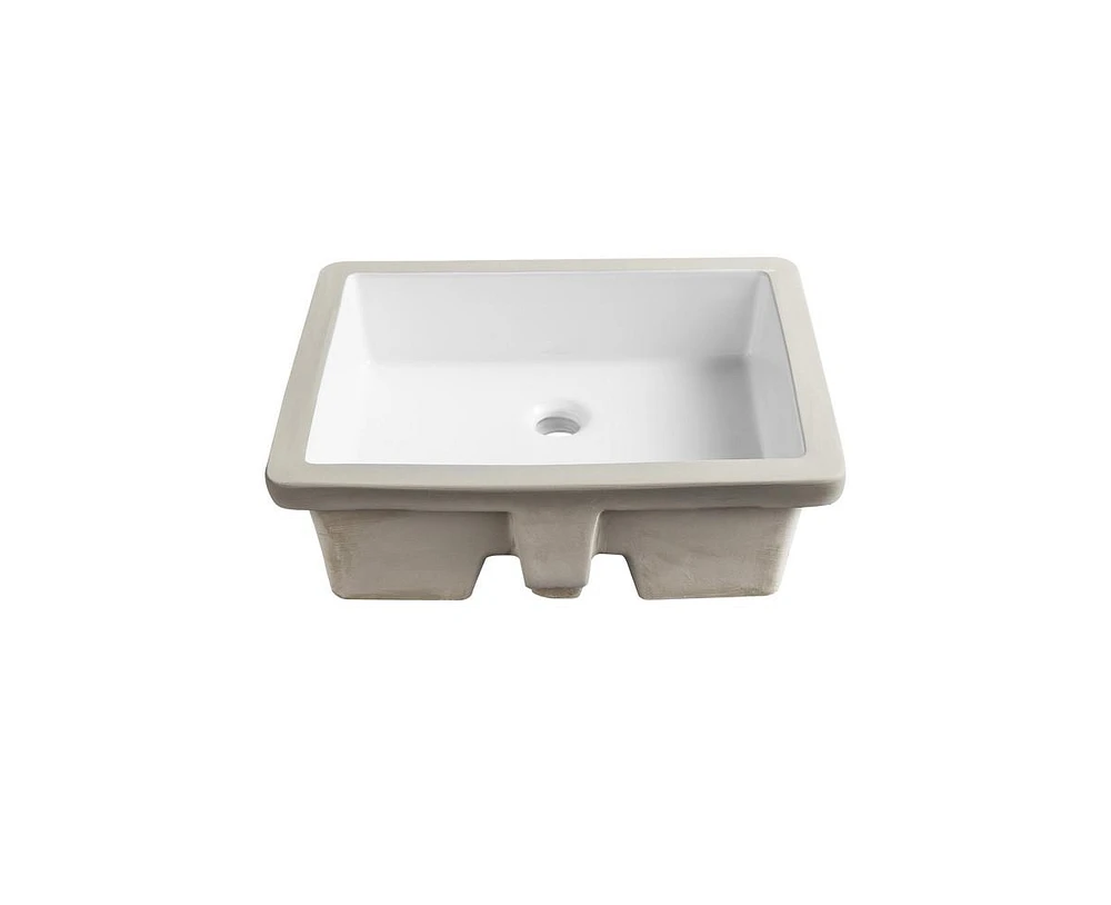 DeerValley Ursa 19.88" X 15.59 " White Rectangular Vitreous China Undermount Bathroom Sink with Overflow