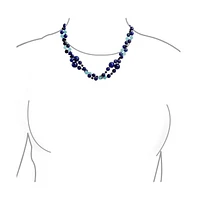 Bling Jewelry Long Wrap Around Layer Blue Shades Natural Aqua Quartz Blue Lapis Black Onyx Ball Bead Strand Necklace For Women 40 Inch