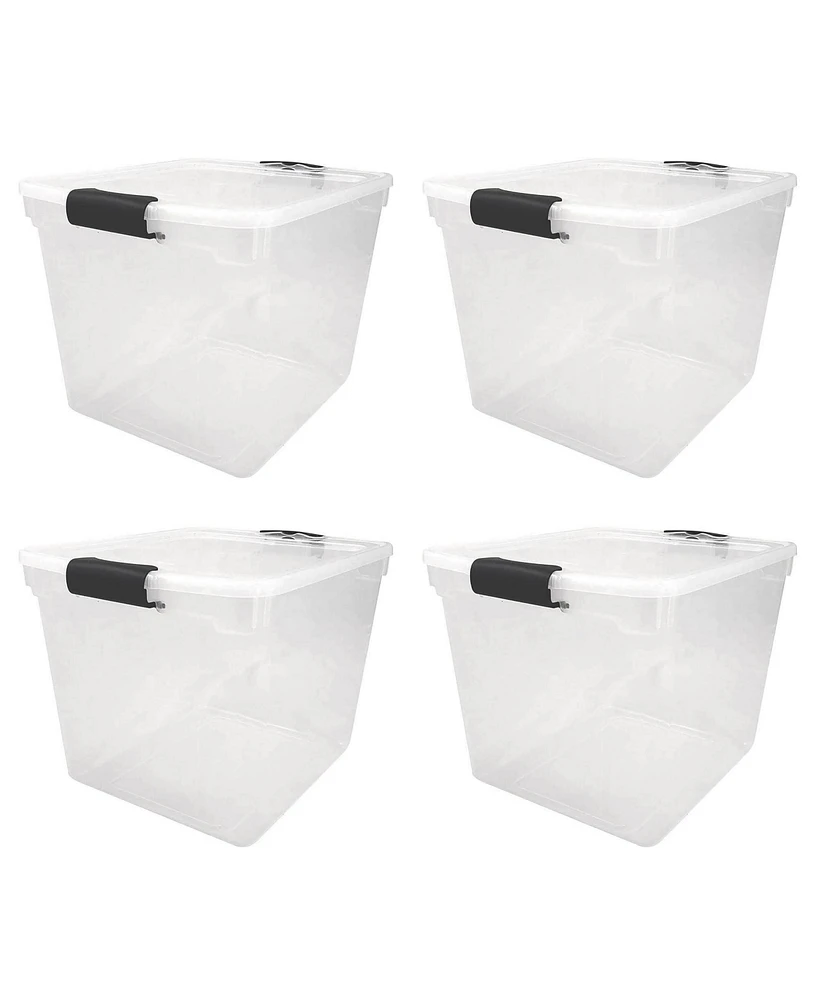 Homz Secure Latch Large Clear Stackable Storage Container Bin, 31 Quart, 4 Count