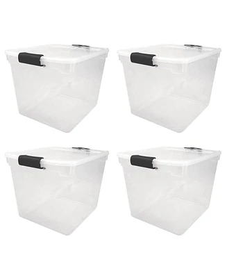 Homz Secure Latch Large Clear Stackable Storage Container Bin, 31 Quart, 4 Count