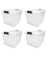 Homz Secure Latch Large Clear Stackable Storage Container Bin, 31 Quart, 4 Count