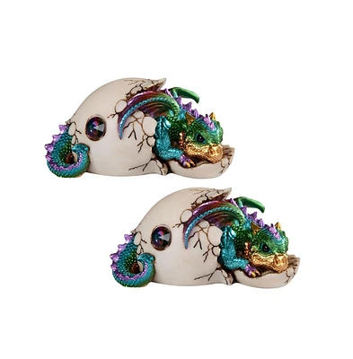 Fc Design "2-pc Set" 5.5"W Colorful Dragon Baby Hatchling in Egg Figurine Statue Ornament Home Room Office Decor and Perfect Ideas for Housewarming, H