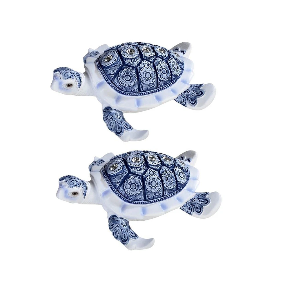 Fc Design "2-pc Set" 6"W Blue and White Sea Turtle Figurine Statue Ornament Home Room Office Decor and Perfect Ideas for Housewarming, Holidays and Bi