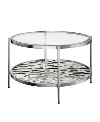 Boyel Living 31.5” Round 2-Tier Stainless Steel Coffee Table