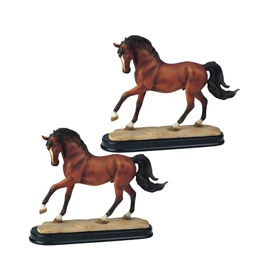 Fc Design 2-pc Set" 8"H Brown Walking Horse Figurine Statue Ornament Home Room Office Decor and Perfect Ideas for Housewarming, Holidays and Birthdays