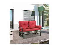 Slickblue Steel Outdoor Garden Patio Rocking Glider Chair Loveseat