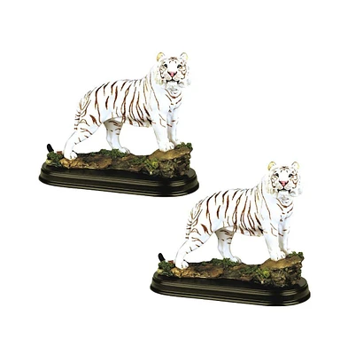 Fc Design "2-pc Set" 6"H White Tiger Standing on Rock Figurine Statue Ornament Home Room Office Decor and Perfect Ideas for Housewarming, Holidays and