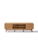 LuxenHome Summer Oak Engineered Wood 70-Inch Wide Credenza Tv Stand with Storage