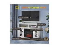 Slickblue Electric Fireplace Mantel Tv Stand w/ Adjustable Shelves 2 Storage Cabinets