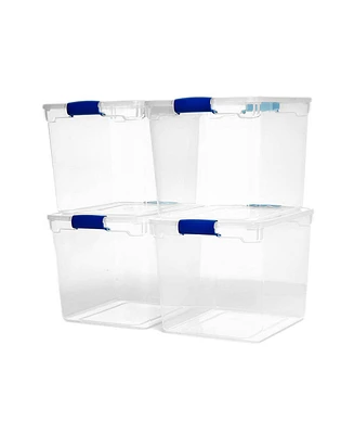 Homz 31 Qt Heavy Duty Clear Plastic Latching Stackable Storage Containers, 4 Pk