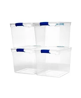 Homz 31 Qt Heavy Duty Clear Plastic Latching Stackable Storage Containers, 4 Pk