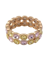 Laundry by Shelli Segal Pink and Green Faceted Stone Stretch Bracelet