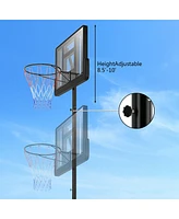 Gymax Height Adjustable Portable Basketball Hoop System Shatterproof Backboard Wheels