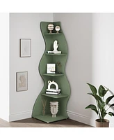 Tribesigns Corner Shelf, Modern 5-Tier Wall Bookshelf, Stylish Small Bookcase Storage Rack Plant Stand with Unique Shape for Living Room