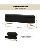 Raquel Storage Bench with Metal Legs and Channel Tufted