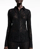 Mango Women's Transparent Lace Shirt