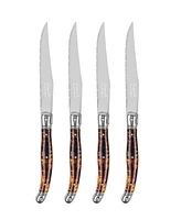 French Home Laguiole Connoisseur 4-Piece Steak Knife Set with Tortoise Handles