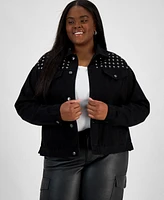 Madden Girl Trendy Plus Studded Denim Jacket