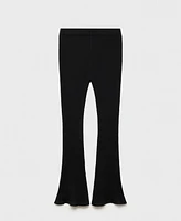 Mango Women's Flared Ribbed Knitted Pants