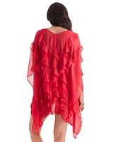 Mimi Flamingo Women's Breeze Ruffle-Trim Poncho Cover-Up