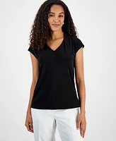 Kasper Women's V-Neck Cap-Sleeve Top, Regular & Petite Sizes