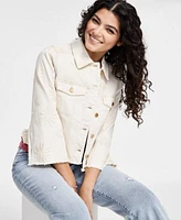 Liverpool Los Angeles Womens Embroidered Floral Jacket Knit Top Jeans