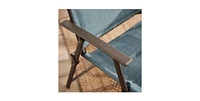 Slickblue Set of 2 - Outdoor Folding Patio Dining Chair with Blue Denim Padded Seat