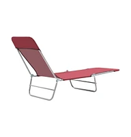 vidaXL Folding Sun Loungers 2 pcs Steel and Fabric Red
