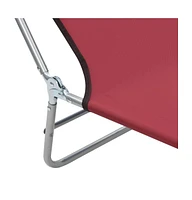 vidaXL Folding Sun Loungers 2 pcs Steel and Fabric Red