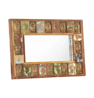 vidaXL Mirror with Buddha Cladding 31.5"x19.7" Solid Reclaimed Wood