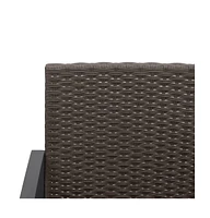 vidaXL 3 piece Patio Dining Set with Cushions Brown Pp Rattan