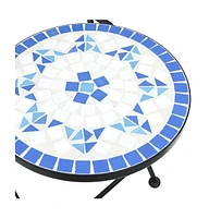 vidaXL Bistro Chairs Foldable 2 pcs Blue and White Ceramic