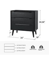 Hulala Home Zahira Mid-Century Modern 3 - Drawer Accent Chest with Solid Wood Handles and Legs