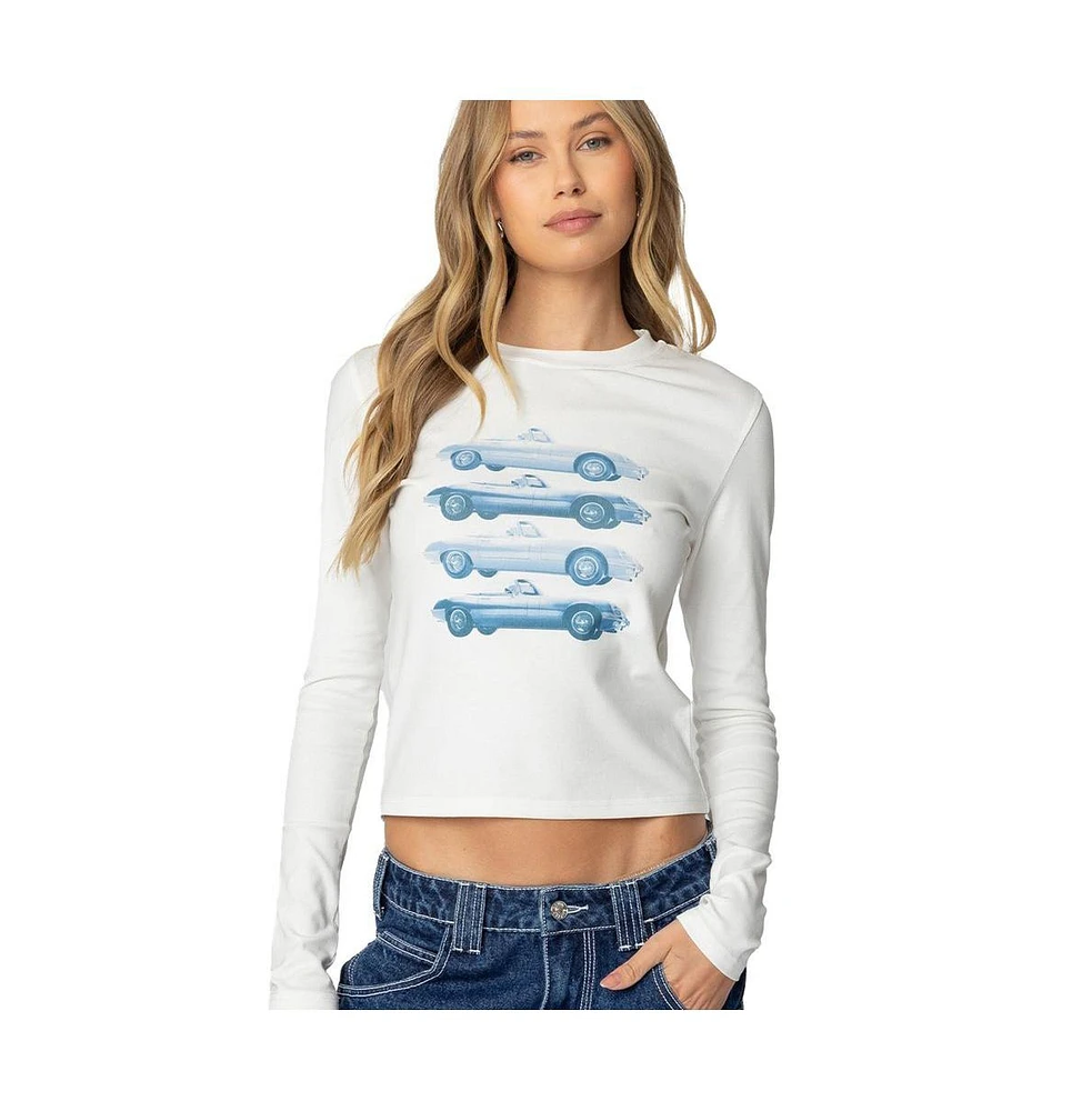 Edikted Women's Car Club Long Sleeve T Shirt