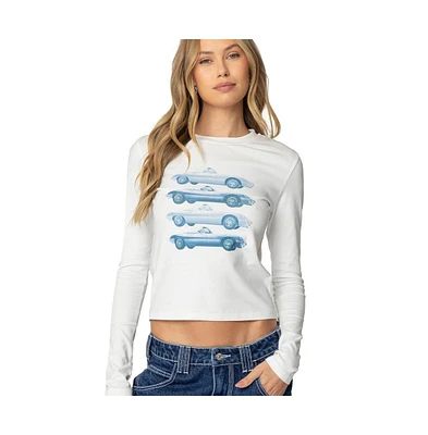 Edikted Women's Car Club Long Sleeve T Shirt