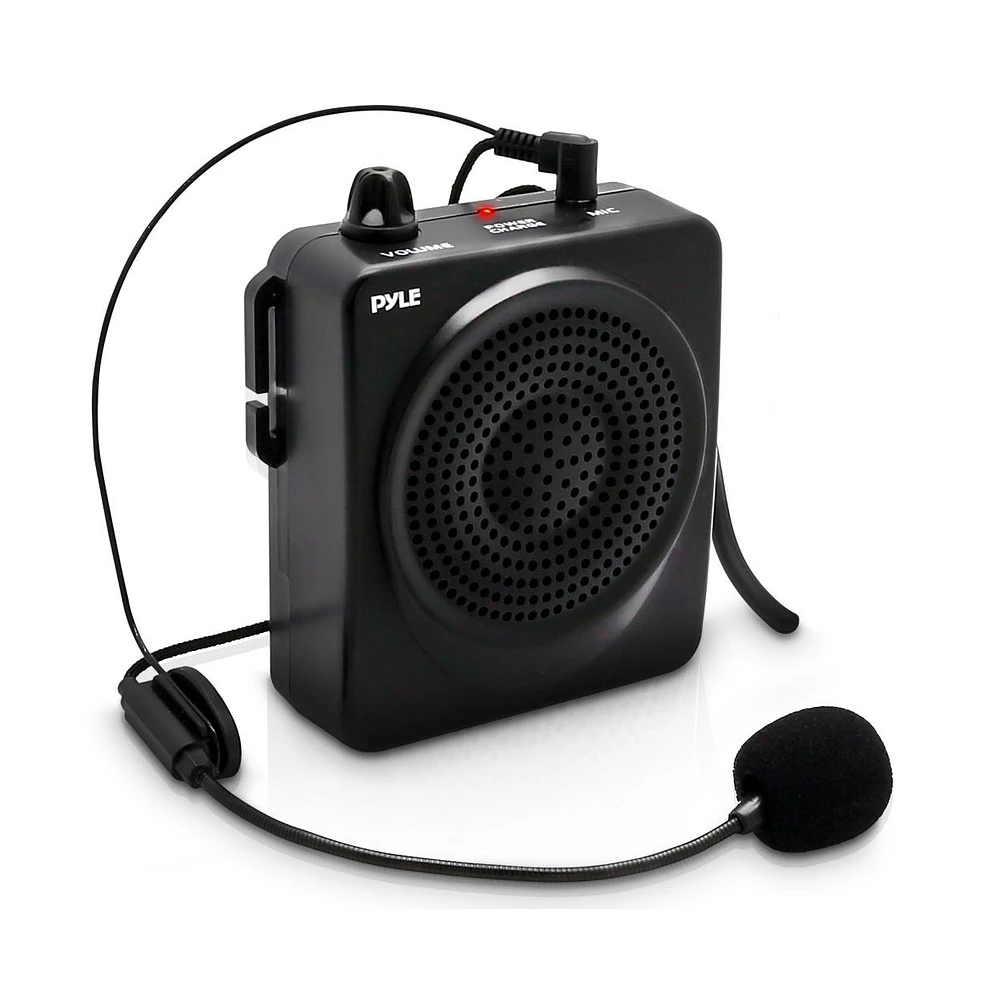 Pyle Compact Portable Pa System with Headset Microphone, Rechargeable Battery, and MP3 Playback (Black