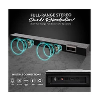 Pyle 35-Inch 2.1 Channel Convertible Soundbar, Wireless Bluetooth Speaker with Led Lights and Remote Control