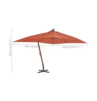 vidaXL Cantilever Garden Parasol with Wooden Pole 157.5"x118.1" Terracotta