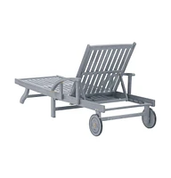 vidaXL Patio Sun Lounger Gray Solid Acacia Wood