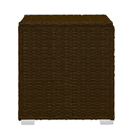 vidaXL Sun Lounger with Cushion and Tea Table Poly Rattan Brown