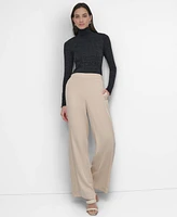 Dkny Women's Twill Pull-On Wide Leg Pants