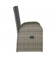 vidaXL Reclining Patio Chairs 2 pcs with Cushions Poly Rattan Gray