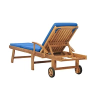vidaXL Sun Lounger with Cushion Solid Teak Wood