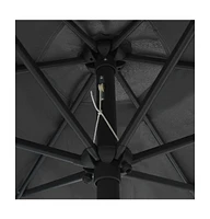 vidaXL Garden Parasol with Led Lights and Aluminum Pole 106.3" Anthracite