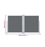 Retractable Side Awning Anthracite 55.1"x236.2"