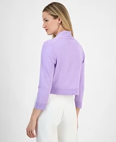 Kasper Women's Cropped Kissing-Front Long-Sleeve Shrug