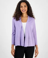 Kasper Women's Lurex A-Line 3/4-Sleeve Cardigan