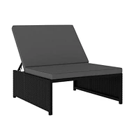 vidaXL Reclining Patio Chairs 2 pcs with Table Poly Rattan